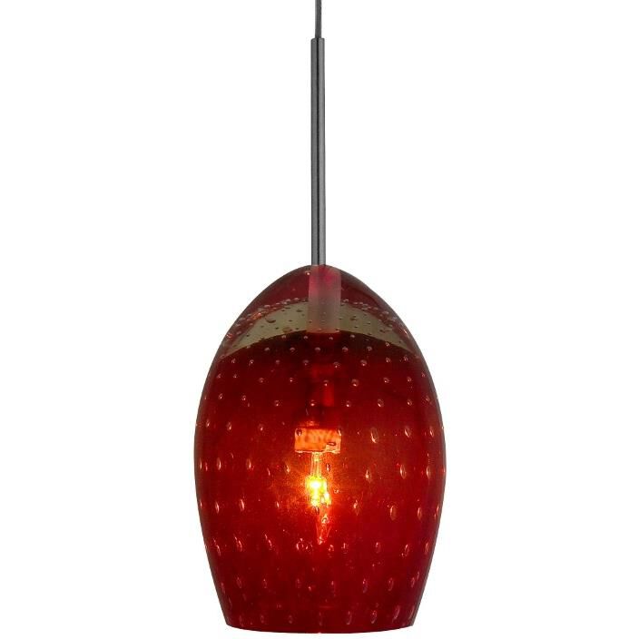 Shown in Satin Nickel finish and Red glass